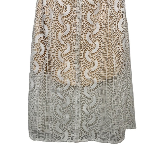 Line And Dot White Bridal Crochet Eyelet Off The Shoulder Lace Dress Size Large - Picture 10 of 14